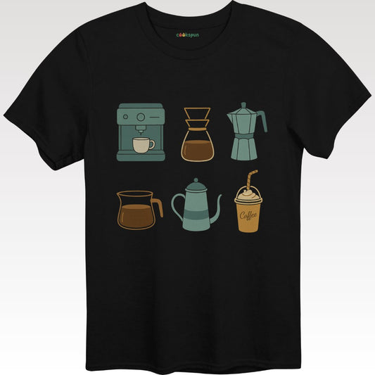 Coffee Lover's Graphic Black Tee Shirt product type